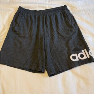 Vintage adidas Men's Athletic Shorts in Dark Gray with Classic White Logo